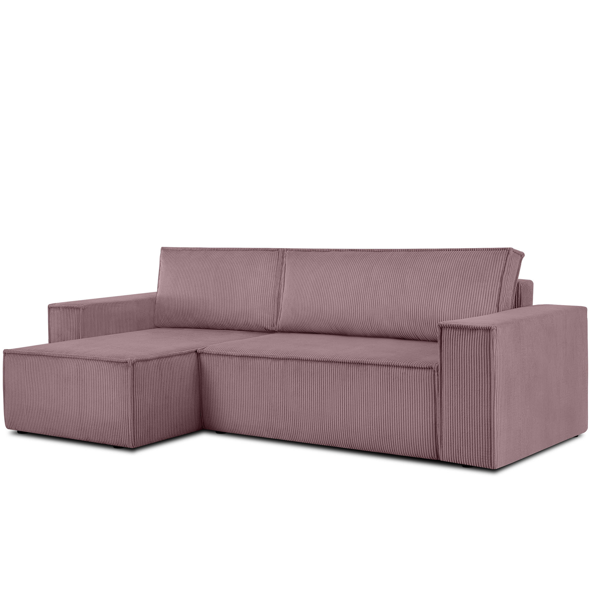 ECKSOFA-LINKS/RECHTS NAPI Schlaffunktion mit Cordbezug, lila - Violett/Schwarz, Textil (262/148cm) - KONSIMO®