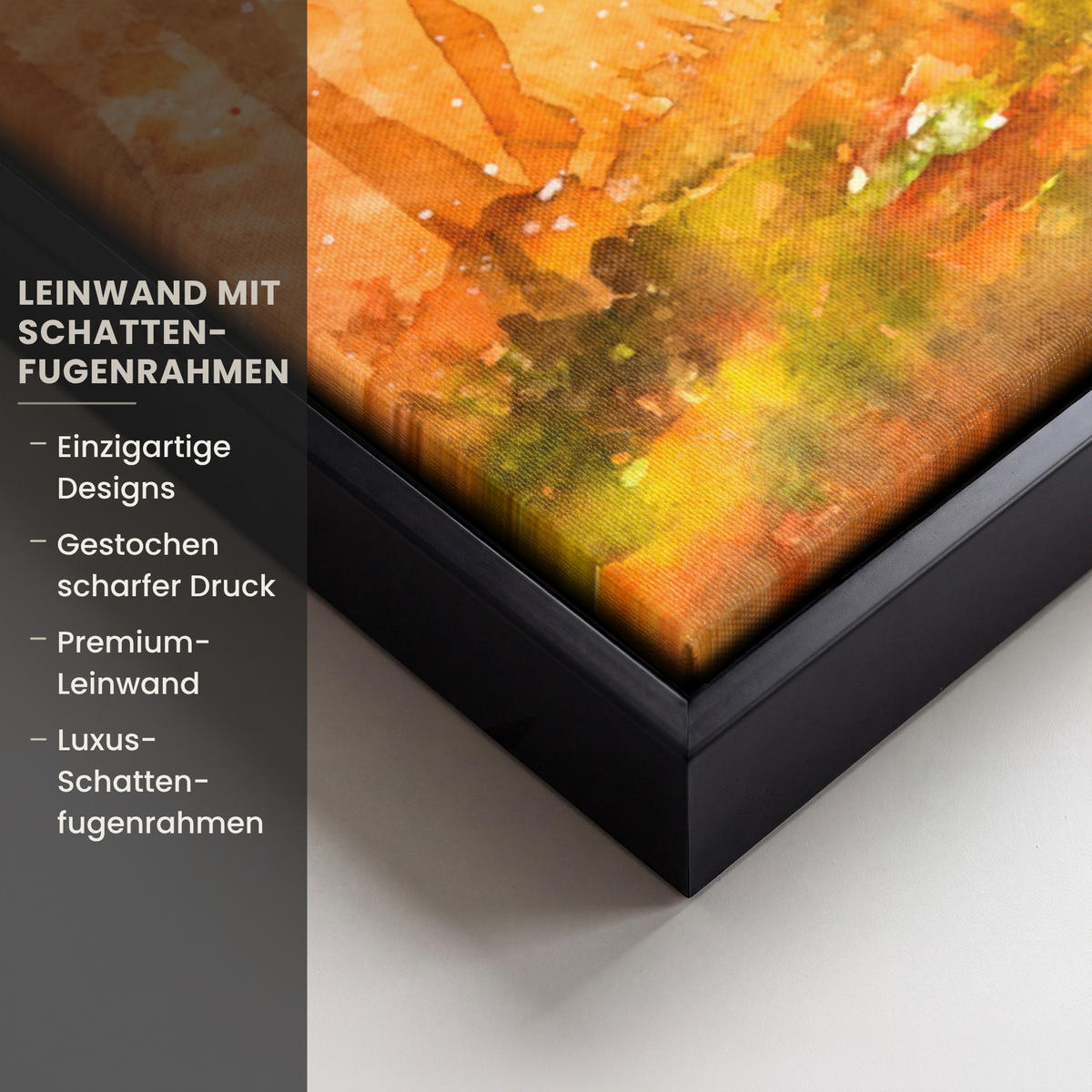 LEINWAND Bilder mit Rahmen - Natur - Ölfarbe - Hirsche - Tiere - Herbst - Orange - 40x60 - Orange, Textil (40/60cm) - MuchoWow