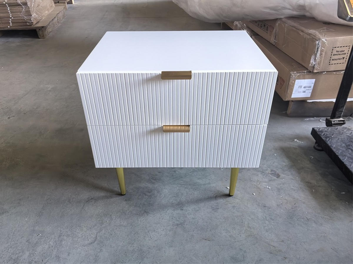 NACHTTISCH 53/41,5 cm Weiß aus MDF und Spanplatte mit 2 Schubladen - Weiß, Holzwerkstoff (53/52.5/41.3cm) - OKMYHOME