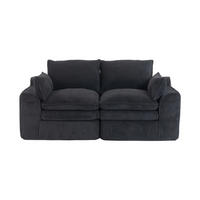2-SITZER SOFA Cord Schwarz mit Kissen und Seitentaschen - Schwarz, Textil (191/85/94cm) - WISHDOR