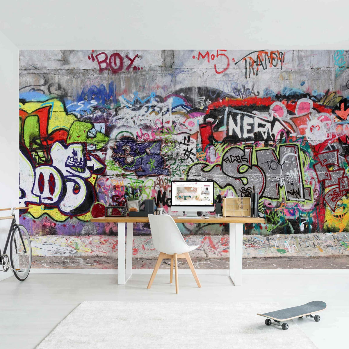 FOTOTAPETE Graffiti 288/190 cm - Blau, Papier (288/190cm) - Bilderwelten