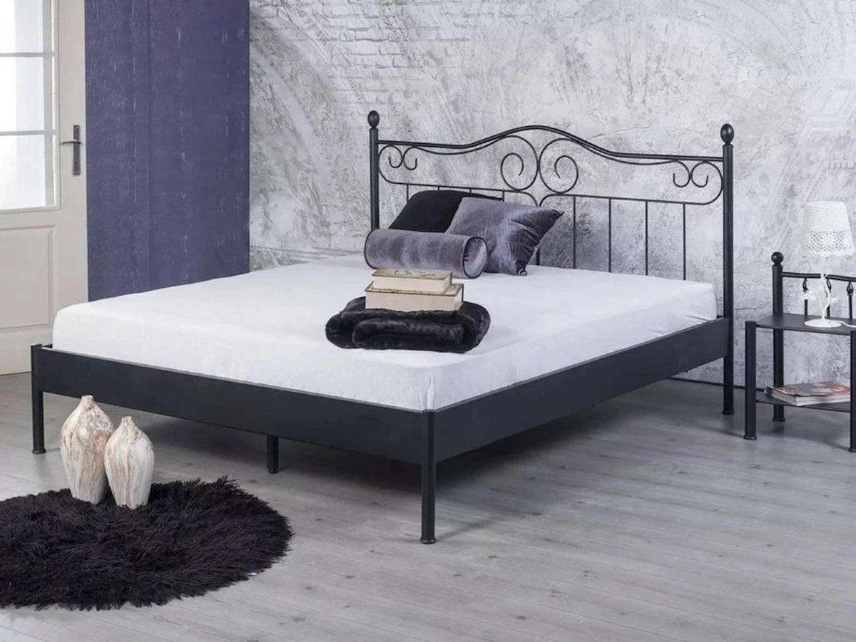 METALLBETT Alessia / 200 x 210 cm / schwarz-silber gewischt - Silberfarben/Schwarz, Metall (200/210cm) - BED BOX