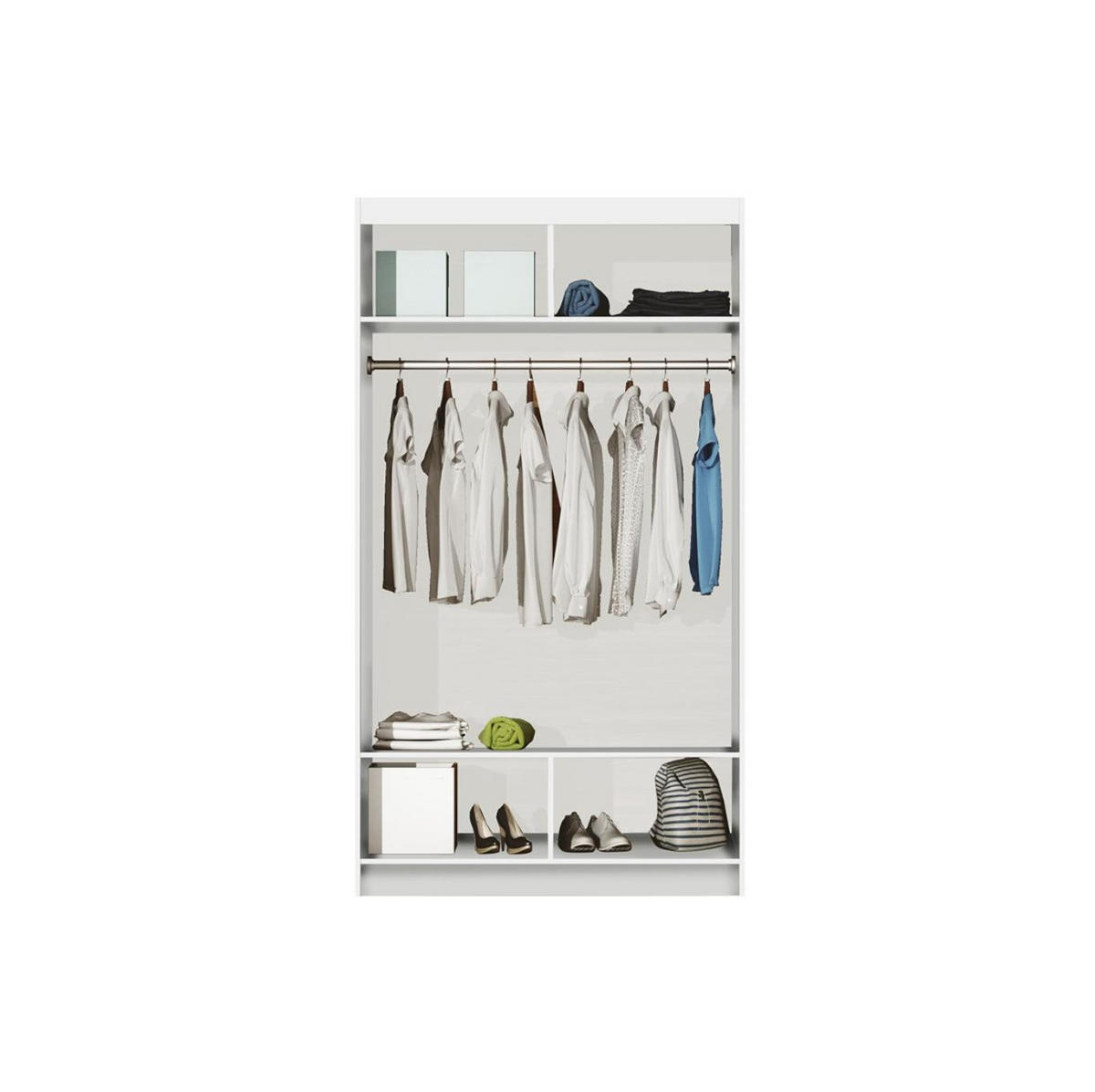 KLEIDERSCHRANK Nantes 120 Weiß, mit Spiegel - Weiß, Holzwerkstoff (120/215/61cm) - Bettso