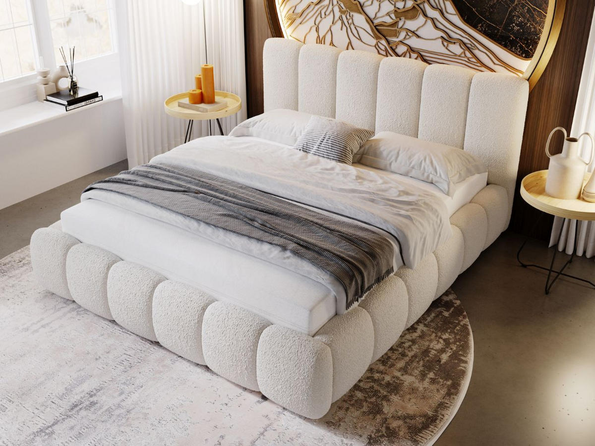 POLSTERBETT Cloud 200x200 Bouclé-Stoff Beige - Beige, Textil (200/200cm) - Graingold