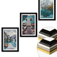 WANDBILDER 3er-Set - 20x30 cm Schwarzer Rahmen - See, Brücken, Berge - Schwarz, Kunststoff (20/30cm) - ArtPrintCave