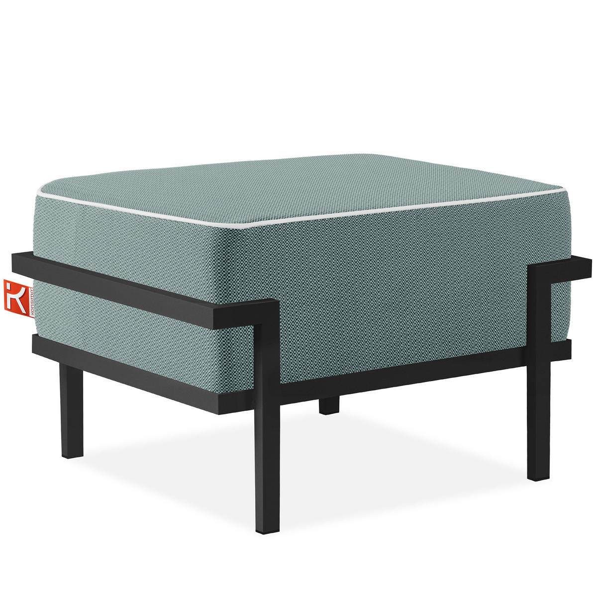GARTENLOUNGE-HOCKER TRIGLO auf Metallfüßen, Modern, Dunkelgrau - Dunkelgrün/Dunkelgrau, Textil/Metall (69/44/54cm) - KONSIMO®