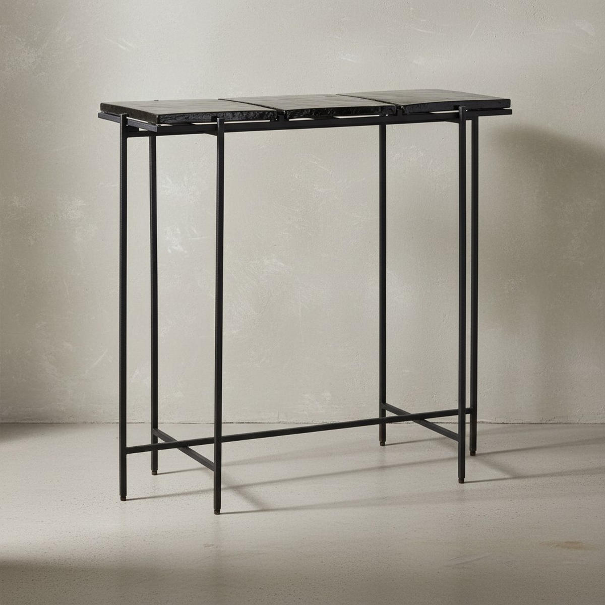 KONSOLENTISCH – Schwarz/Glas, 90x29x85 cm, Metallgestell, mit abnehmbaren Tischplatten - Schwarz, Glas/Metall (29/90/85cm) - KADIMA DESIGN