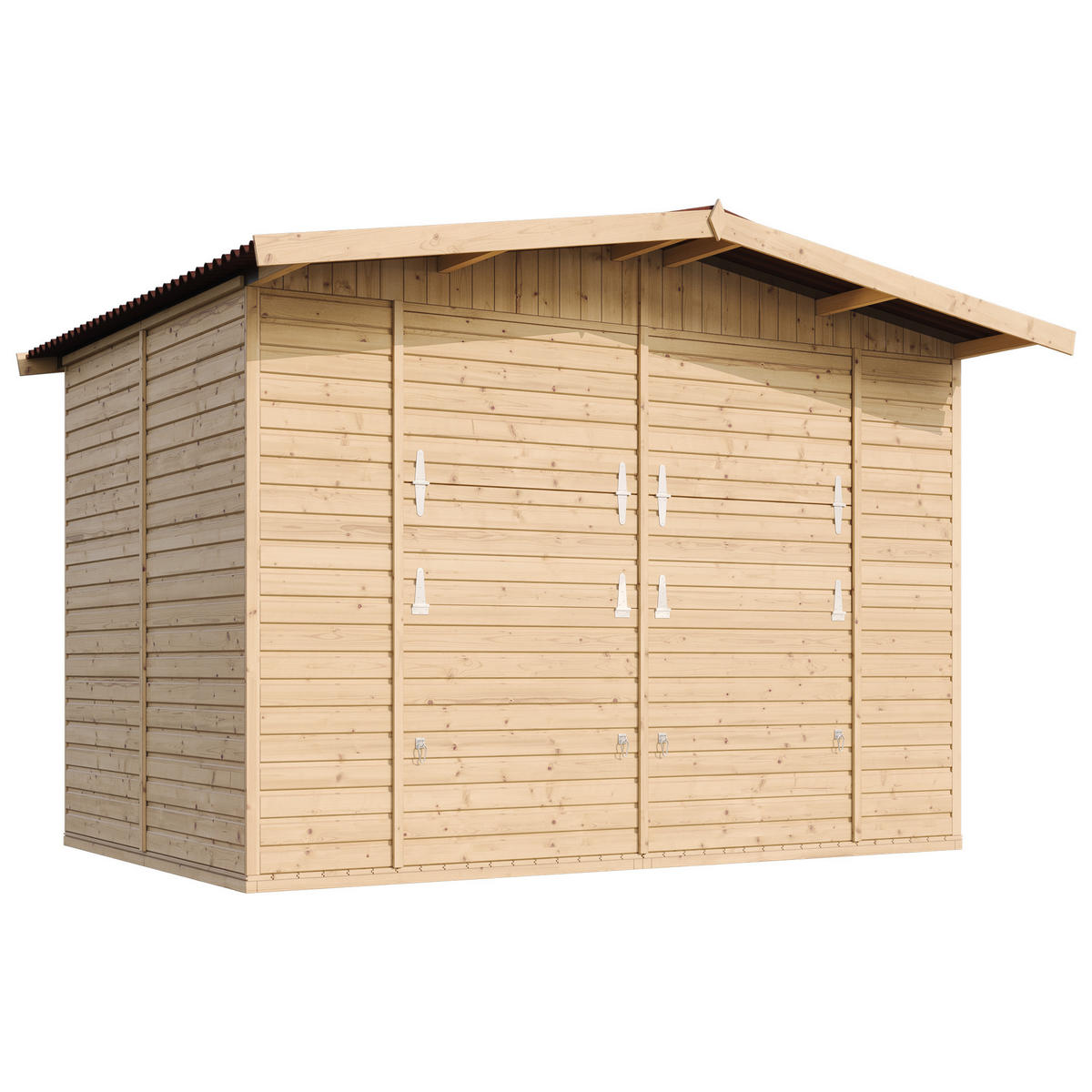 MARKTBUDE Holz, Gartenhaus , ZWEI FENSTER - 200x300/6 m2 - M150 - Beige, Holz (336/232/263cm) - Timbela