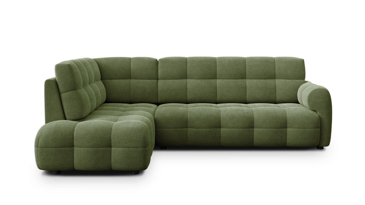 ECKSOFA MELLOW 5-Sitzer, olive - Schwarz/Grün, Holz/Textil (283/191cm) - Courtois Laville