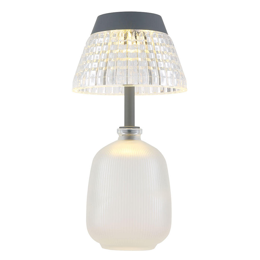 LED SOLARLEUCHTE Tischleuchte Glas Klar - Weiß, Glas (13.5/13.5/27cm) - Globo Lighting