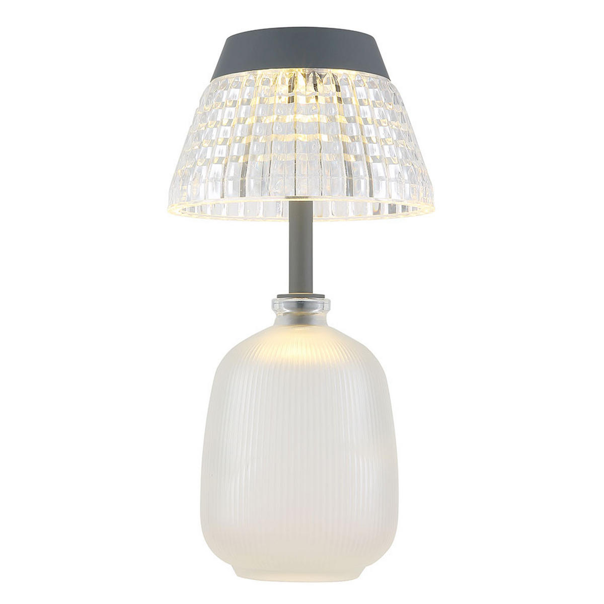 LED SOLARLEUCHTE Tischleuchte Glas Klar - Weiß, Glas (13.5/13.5/27cm) - Globo Lighting