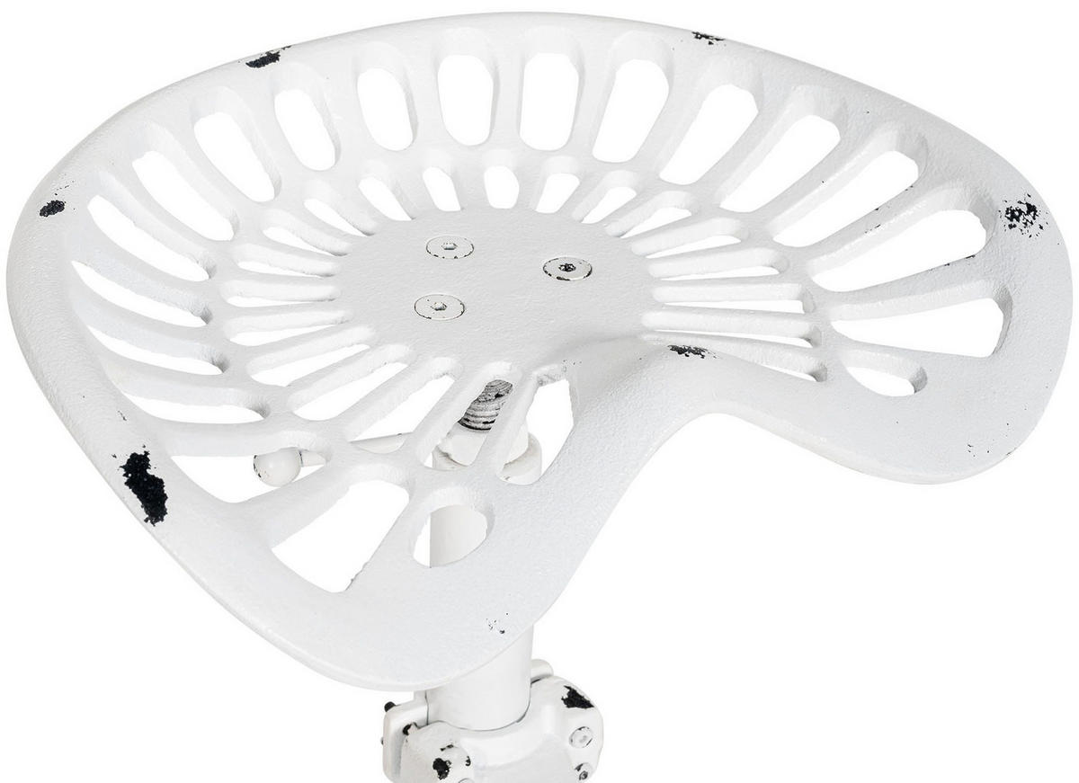 BARHOCKER Metall Antik Weiß - Weiß, Metall (44/56/34cm) - CLP