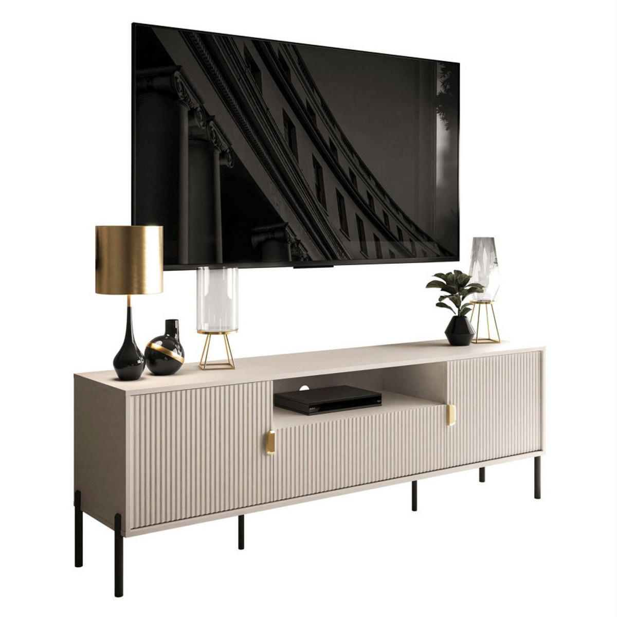 TV Rack DALIA 180 cm - Kaschmir/Goldfarben, Holzwerkstoff (179/58/40cm) - Lookway