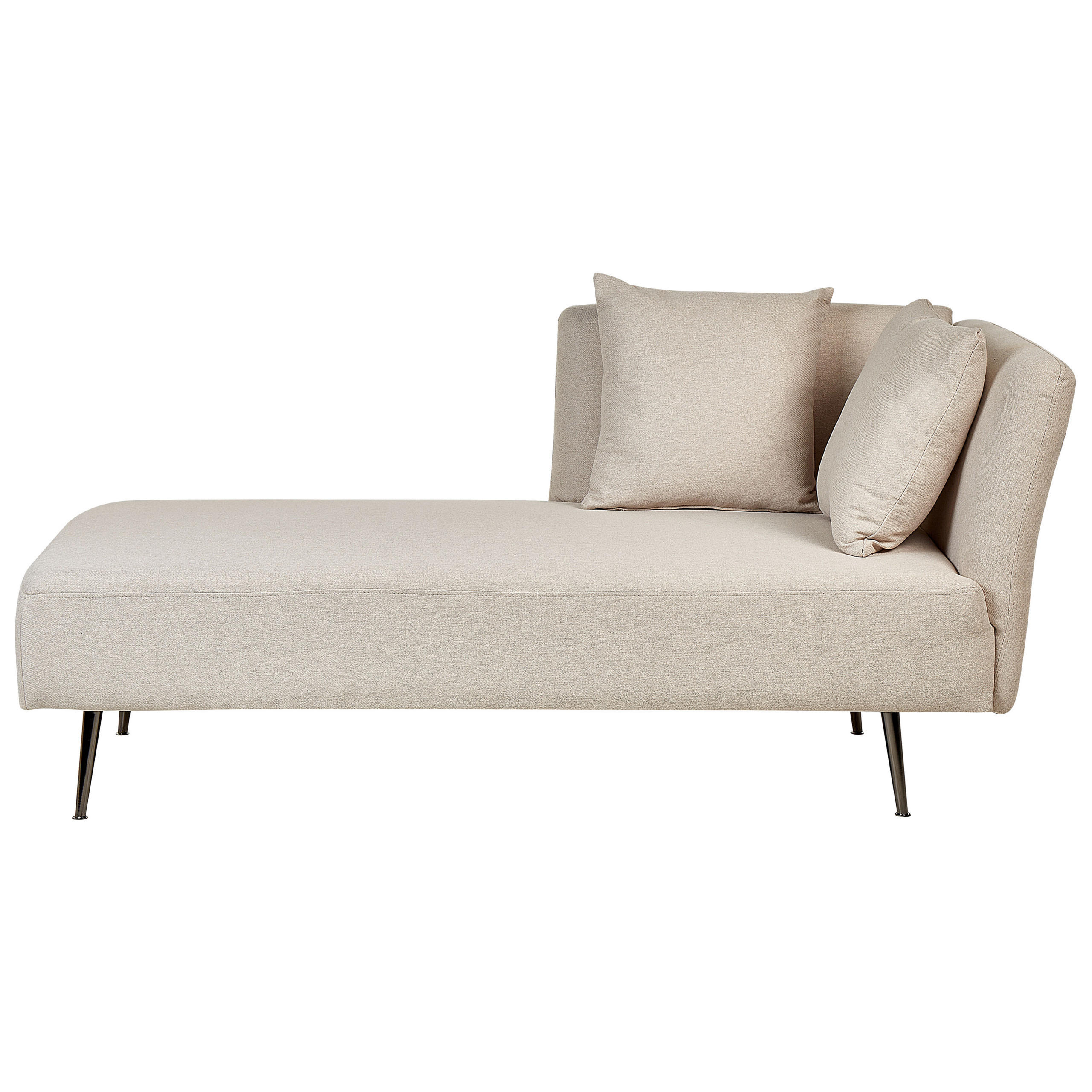 CHAISELONGUE beige rechtsseitig Riom - Beige/Schwarz, Textil (156/75/77cm) - Beliani