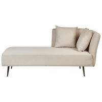 CHAISELONGUE beige rechtsseitig Riom - Beige/Schwarz, Textil (156/75/77cm) - Beliani