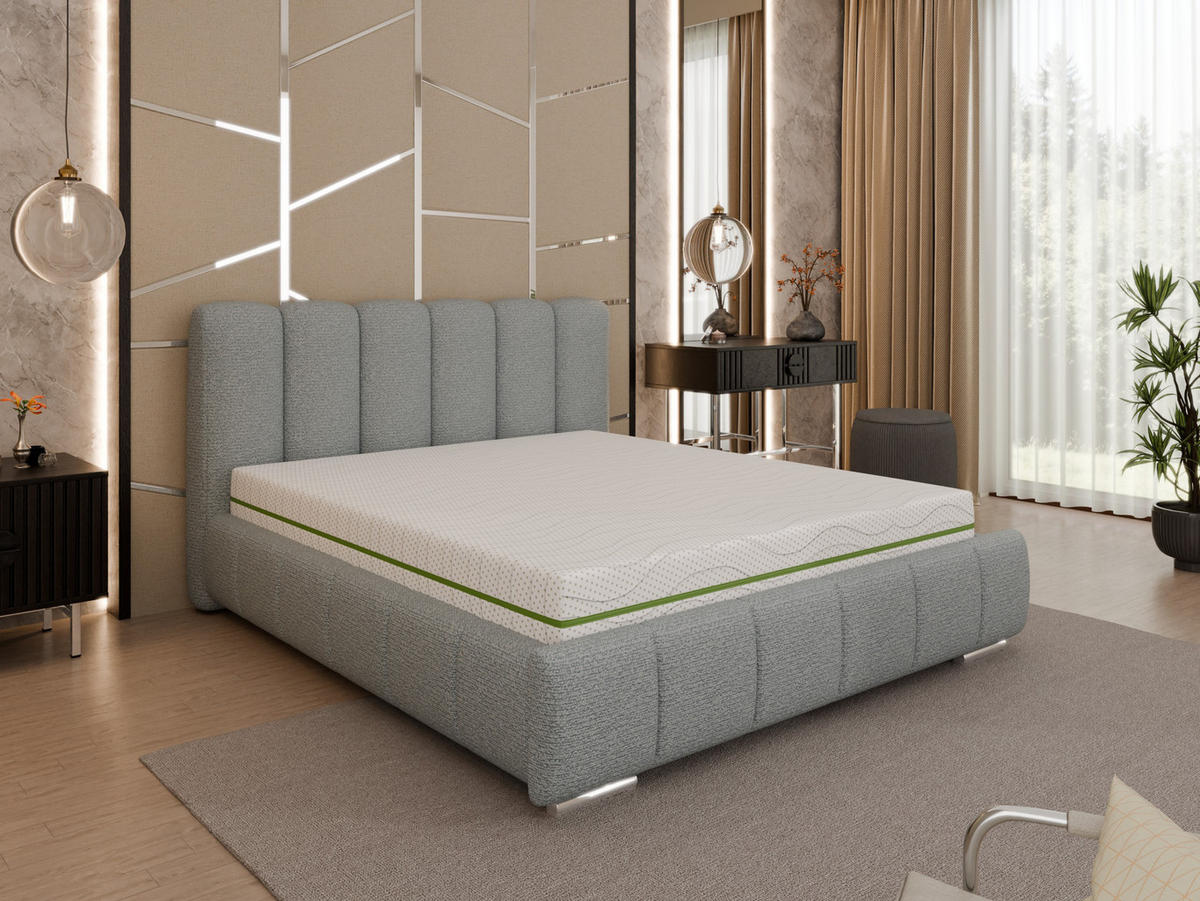 POLSTERBETT Zaira 160x200cm – Elegantes Polsterbett für modernen Wohnstil , ZONIERTE MULTI-TASCHEN-FEDERKERN (24cm), Blaugrau - Blaugrau, Holz (120/200cm) - Homesy