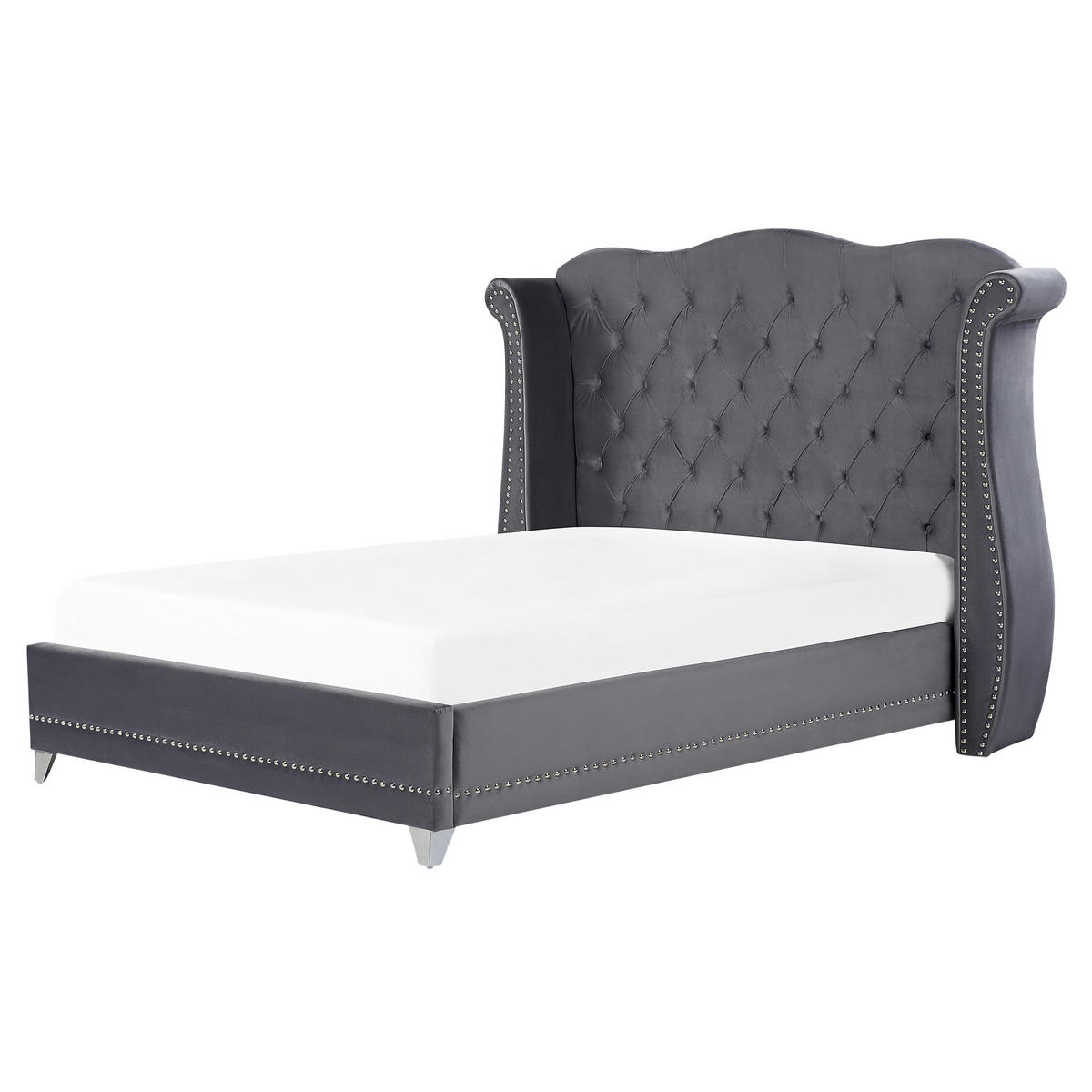 POLSTERBETT 160/200cm Grau Ayette - Grau, Textil (160/200cm) - Beliani
