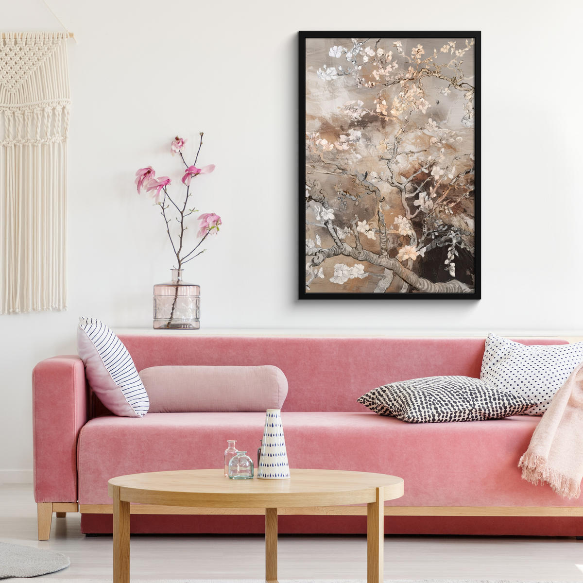 POSTER MIT RAHMEN Mandelblüte - Kunst - Van Gogh - Beige - Abstrakt 60x90 cm - Braun, Papier (60/90cm) - MuchoWow