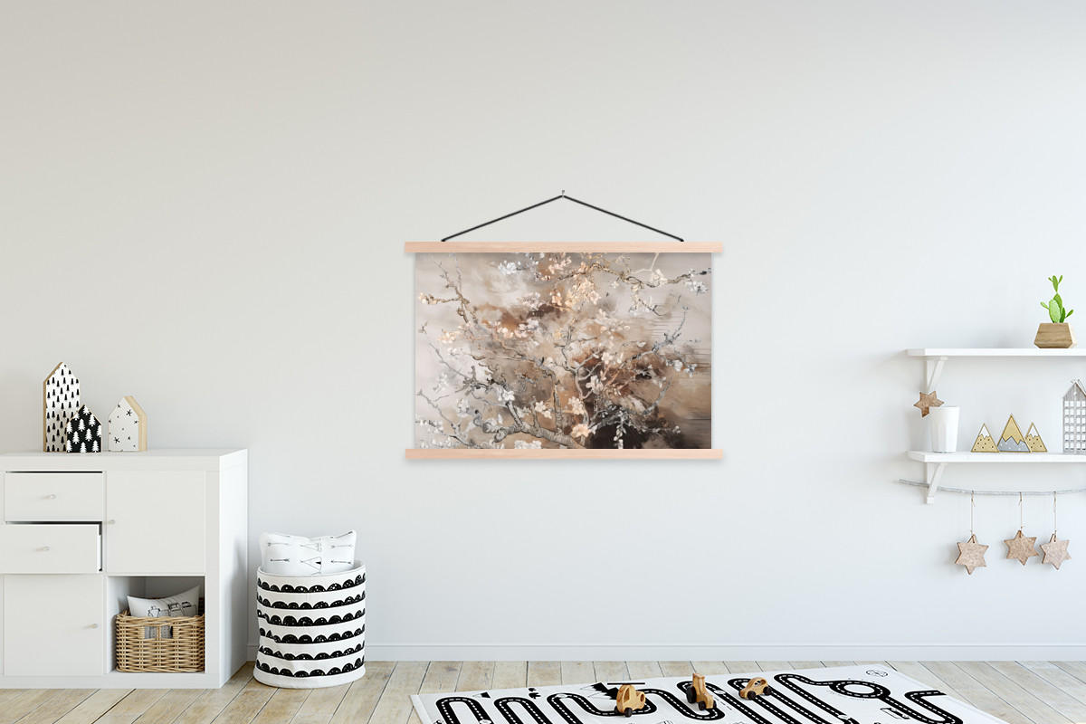 POSTER Mandelblüte - Kunst - Van Gogh - Beige - Abstrakt 120x80 cm - Braun, Textil (120/80/0.15cm) - MuchoWow