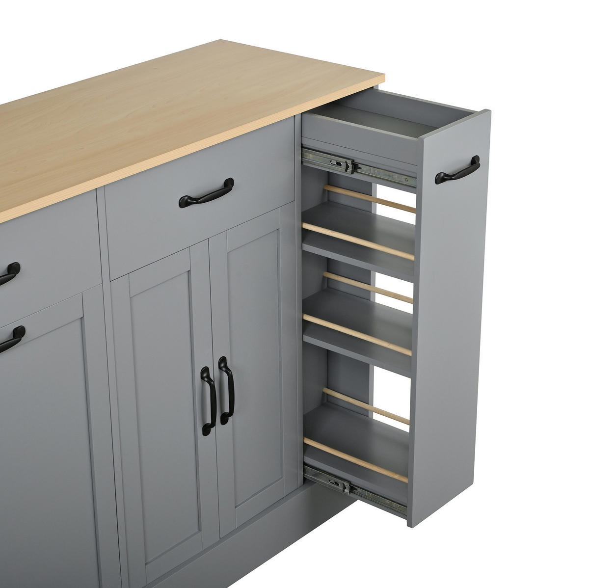 SIDEBOARD 133,5/40/86 cm grau aus MDF mit Ablagefächern - Grau, Holzwerkstoff (40/86/133.5cm) - OKWISH