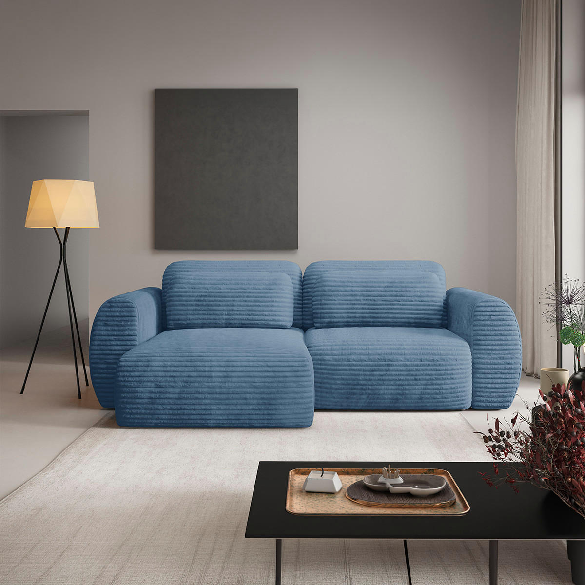 ECKSOFA Camilla 3 Sitzplätze Hellblau - Blau, Holz (270/165cm) - Petits-meubles