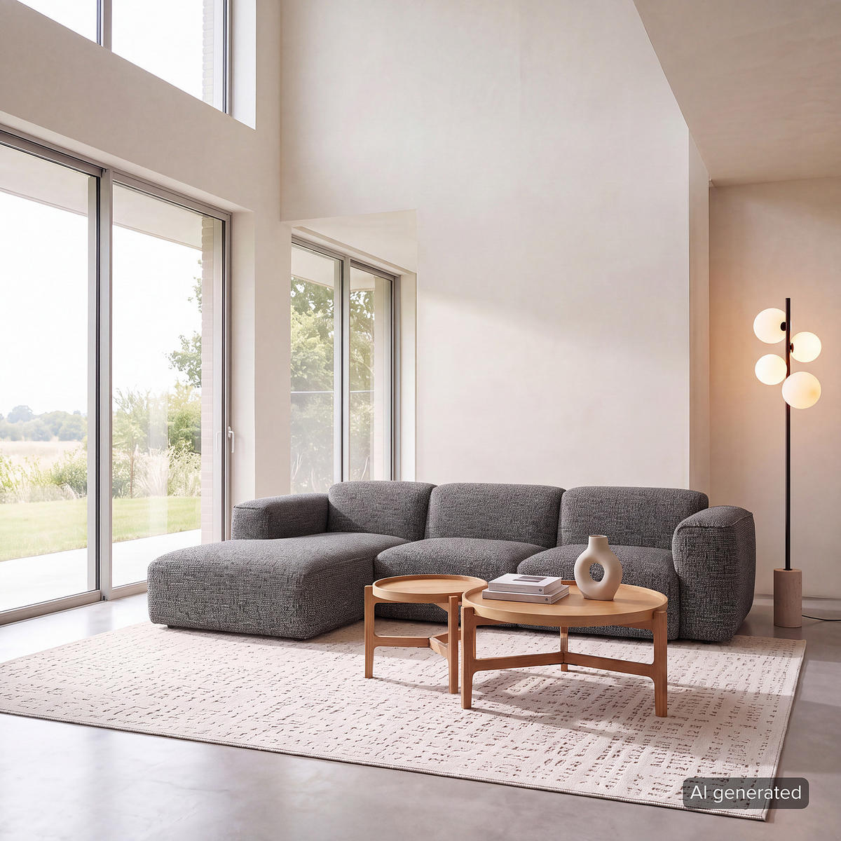 3-SITZER ECKSOFA mit Longchair - Schwarz/Grau, Kunststoff/Textil (284/173cm) - home24