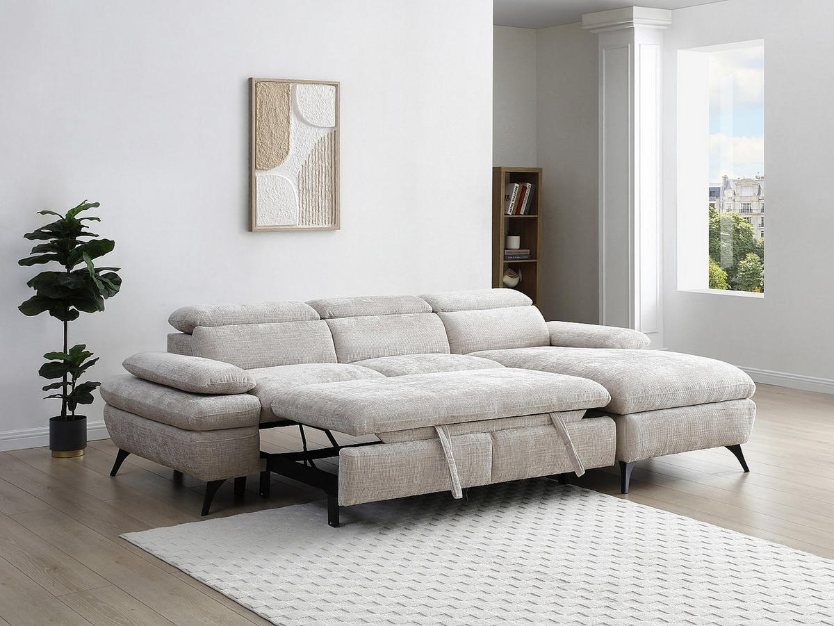 SCHLAFSOFA - 5 Personen - Stoff - Beige - - Beige, Textil (284/80/176cm) - Vente-Unique