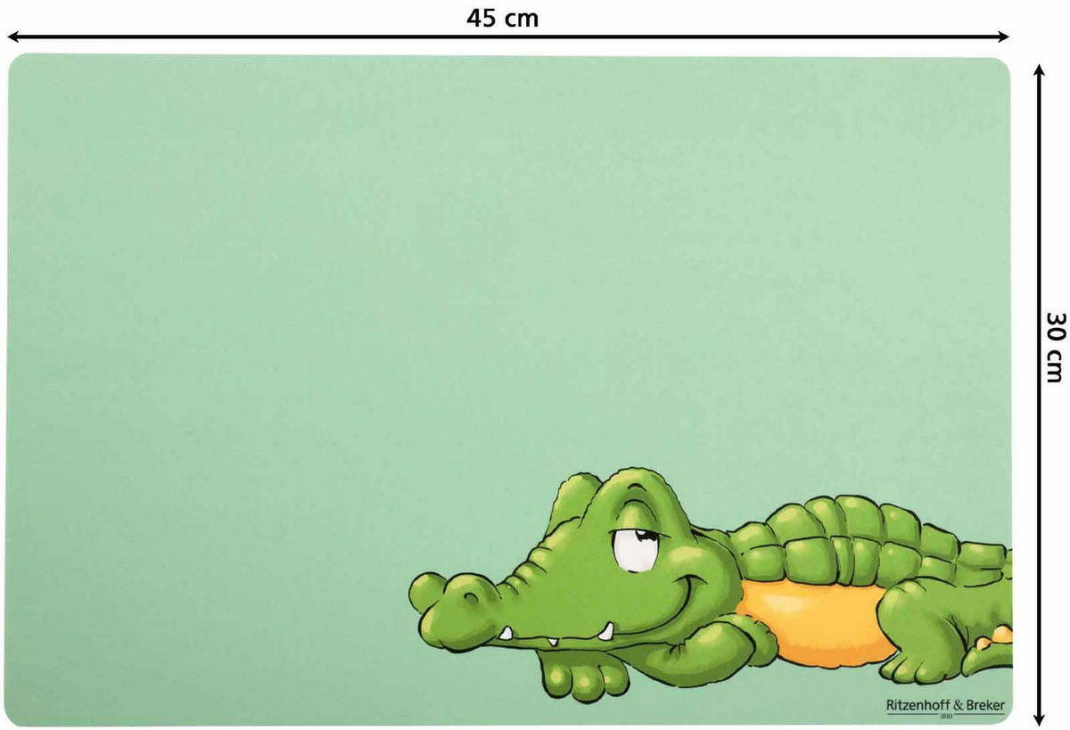 KINDERGESCHIRR + TISCHMATTE Happy Zoo Krokodil 4er Set - Grün, Keramik (1/1/1cm) - Ritzenhoff Breker