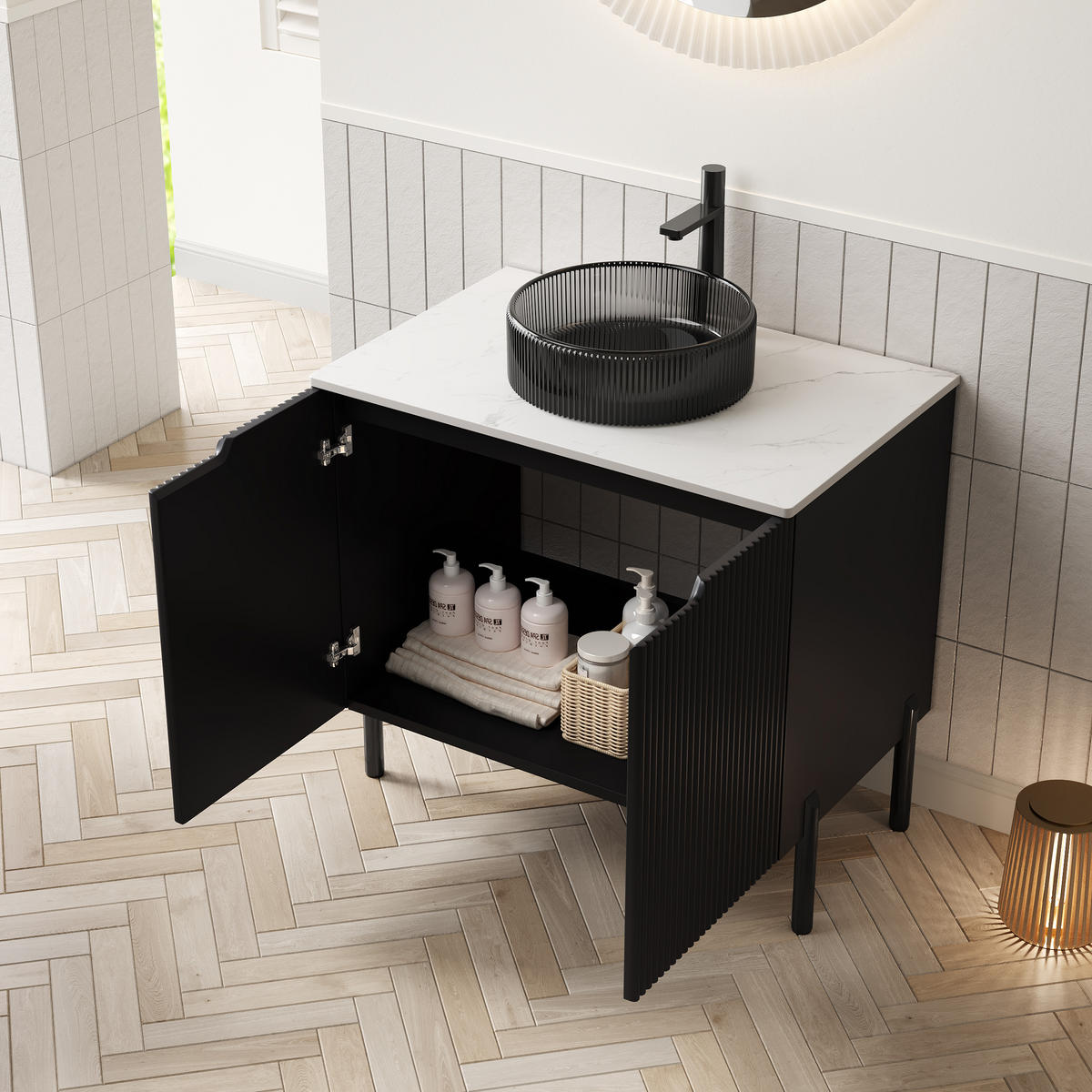 WASCHTISCH Schwarz 76/48/87 cm - Schwarz, Holz (76/87/48cm) - PANGIVO