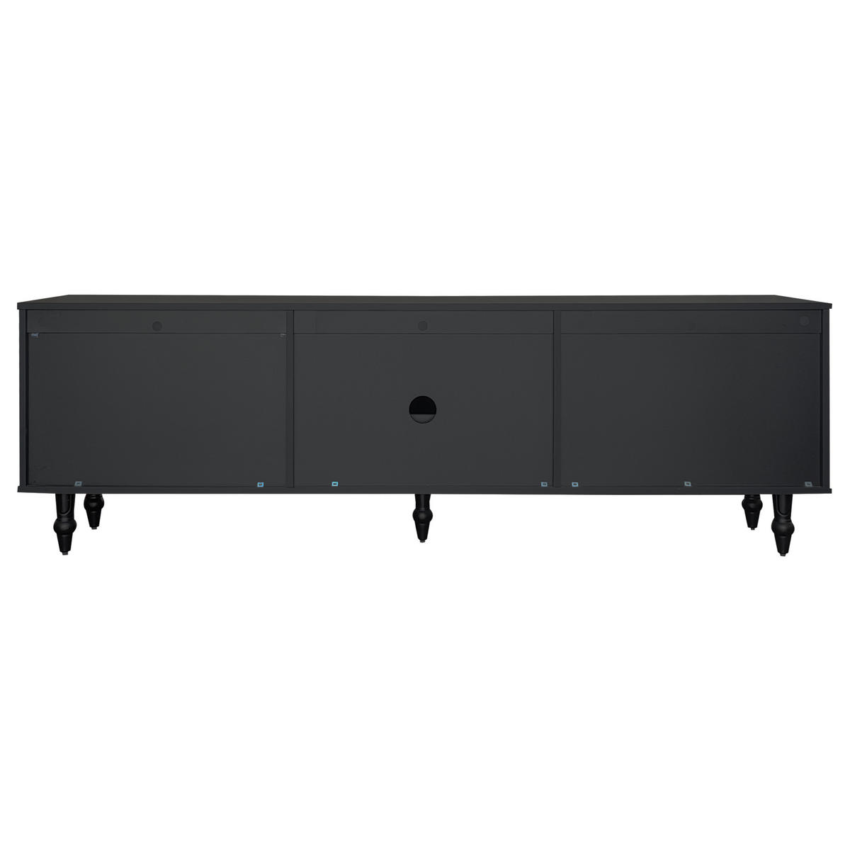 TV STOLEK černý a zlatý 175 cm s rýhovaným sklem a retro designem - černá, kompozitní dřevo (175/55.5/38cm) - Urban Meuble