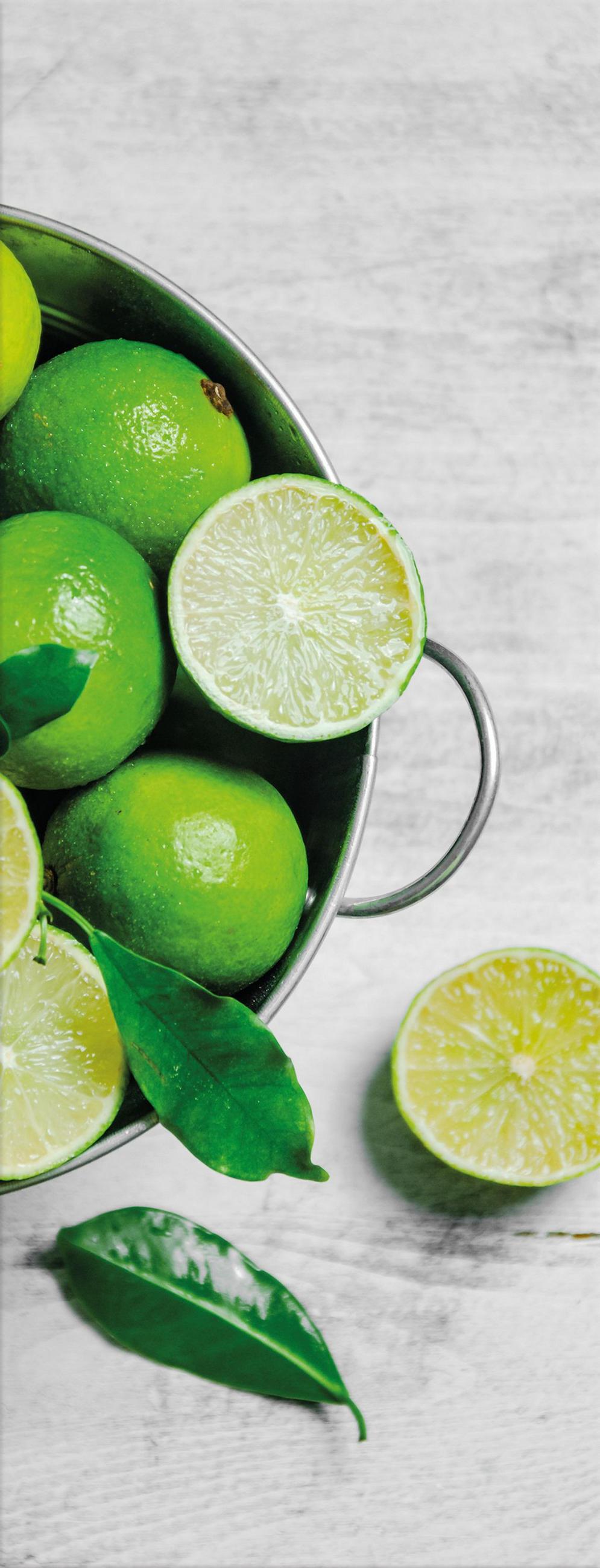 GLASBILD 30x80 cm Küche Limetten grün - Anthrazit, Glas (30/80cm) - artissimo