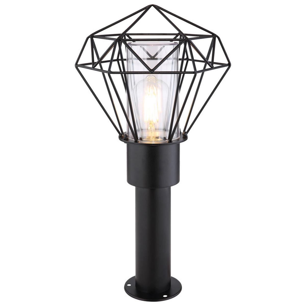 WEGELEUCHTE Edelstahl Schwarz Gitteroptik - Schwarz, Metall (22.5/25.5/50cm) - Globo Lighting