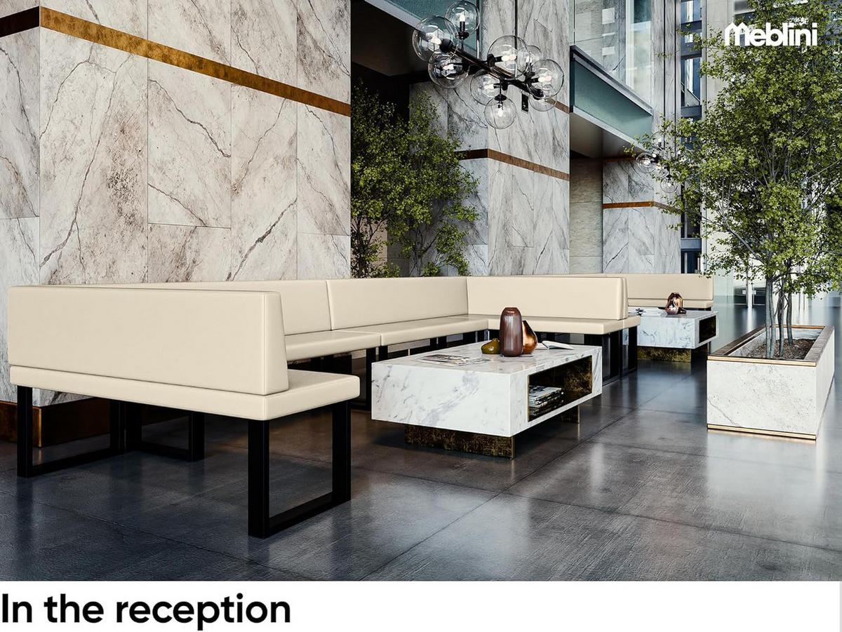 ECKBANK TONI_U - Creme, Leder (142/196cm) - Meblini