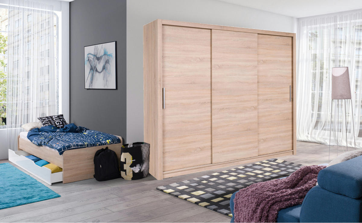 SCHIEBETÜRENSCHRANK - Kleiderschrank K002 250 - Sonoma Eiche - Sonoma Eiche, Holzwerkstoff (250/206/60cm) - Möblo