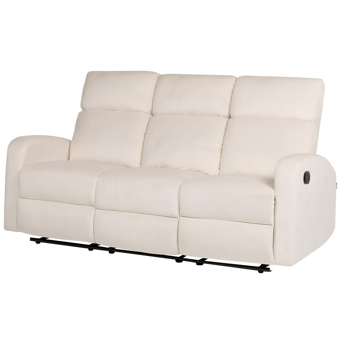 3-SITZER-SOFA Samtstoff creme manuell verstellbar Verdal - Weiß, Textil (180/102/73cm) - Beliani