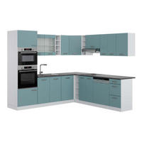 ECKKÜCHE IN L-FORM R-Line Blau-Grau/Weiß 237 x 247 cm, AP Anthrazit - Blaugrau/Weiß, Holzwerkstoff (247/81.6/60cm) - Vicco