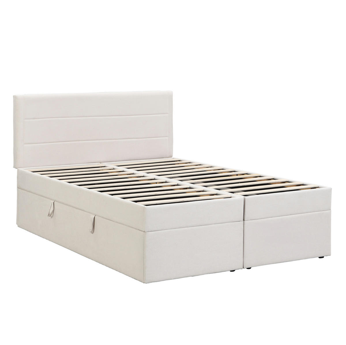 POLSTERBETT 140/200 cm Beige aus Leinen mit Bettkasten - Beige, Textil (140/200cm) - OKMYHOME