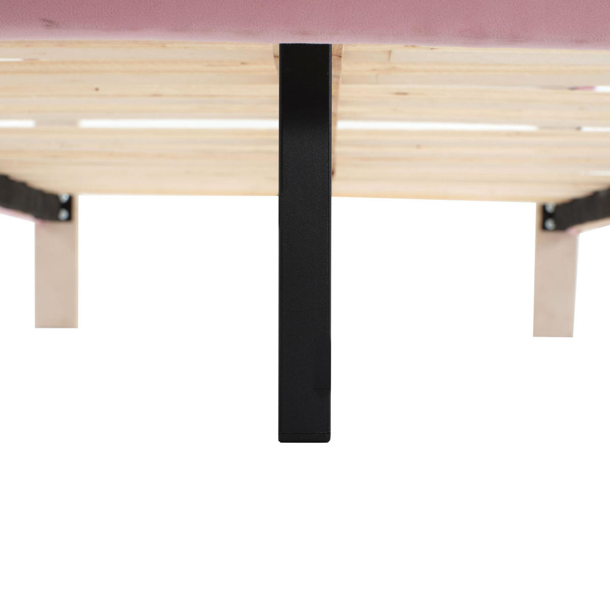 POLSTERBETT 90/200 cm Beige/Rosa aus Samt mit LED-Lichtstreifen - Weiß, Textil (90/200cm) - OKMYHOME