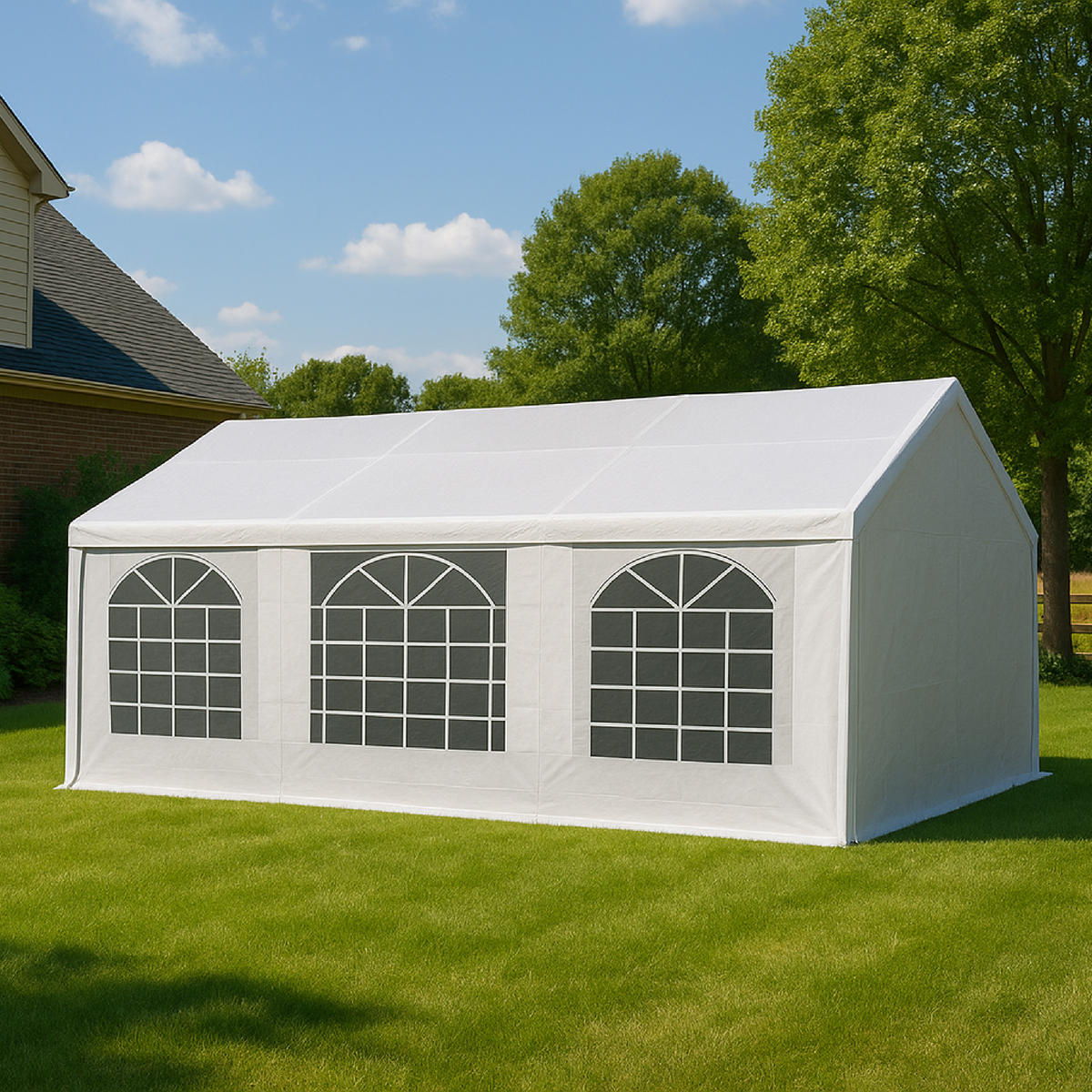 DACHPLANE Livingston - Zeltabdeckung für 4x10 Meter, PE weiss 180gr/m². BxTxH: 1000x400x310 cm - Weiß, Kunststoff (1000/0.3/400cm) - TPFGarden