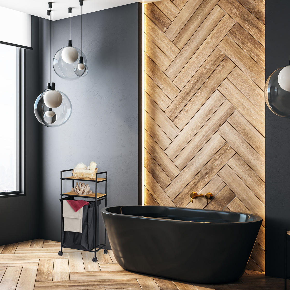 ROLLREGAL - Schwarz, Holz/Textil (39/89.5/32.5cm) - Relaxdays