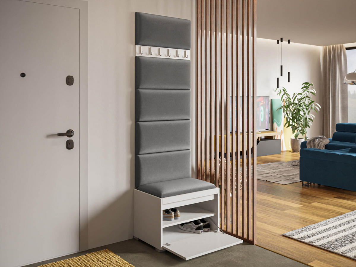 GARDEROBEN-SET Grawis 60 IV - Silberfarben/Grau, Holzwerkstoff/Kunststoff (64.5/45/34cm) - MIRJAN24