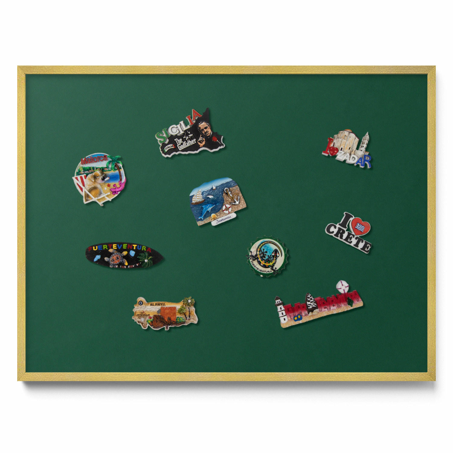 MAGNETTAFEL 80x60 cm Goldener Rahmen Dunkelgrün - Mintgrün, Metall (80/60/0.4cm) - TULUP