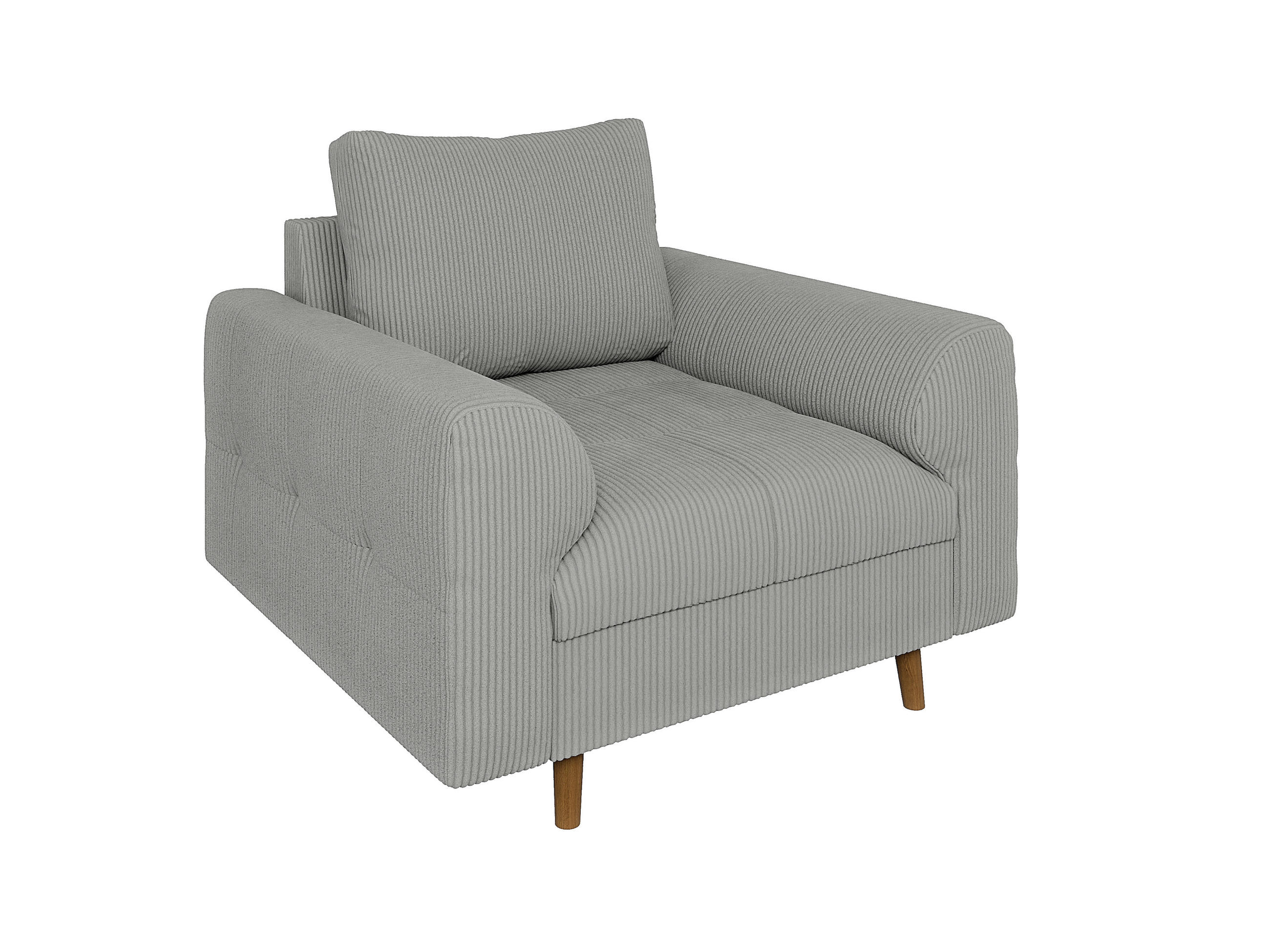 SESSEL Alma Hellgrau Cord - Hellgrau/Braun, Holz/Textil (97/81/93cm) - S-Style Möbel