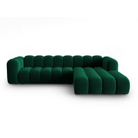 ECKSOFA modular rechts Lupine aus Samt flaschengrün 4 Sitzplätze - Dunkelgrün, Textil (177/290cm) - Micadoni