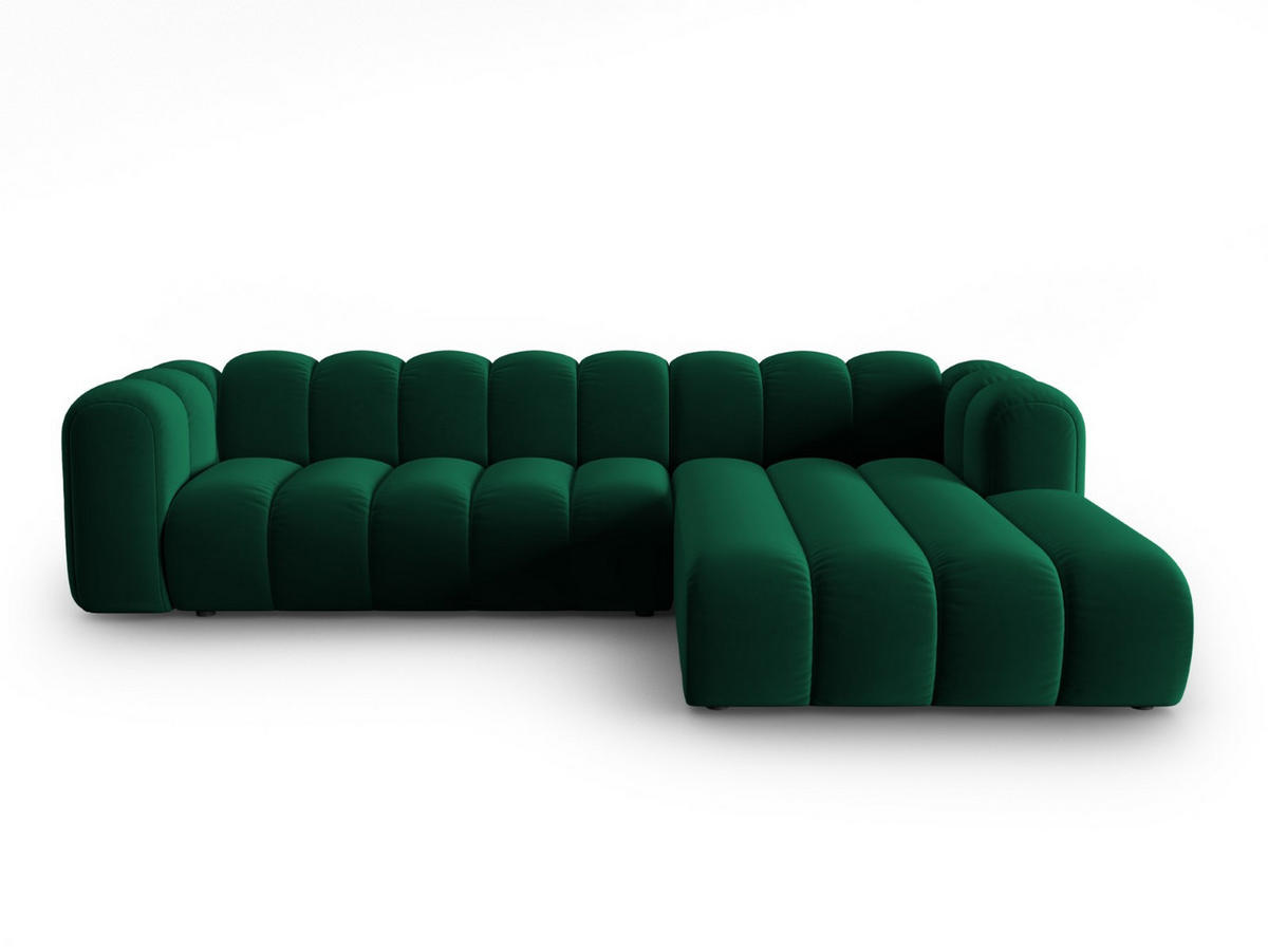 ECKSOFA modular rechts Lupine aus Samt flaschengrün 4 Sitzplätze - Dunkelgrün, Textil (177/290cm) - Micadoni