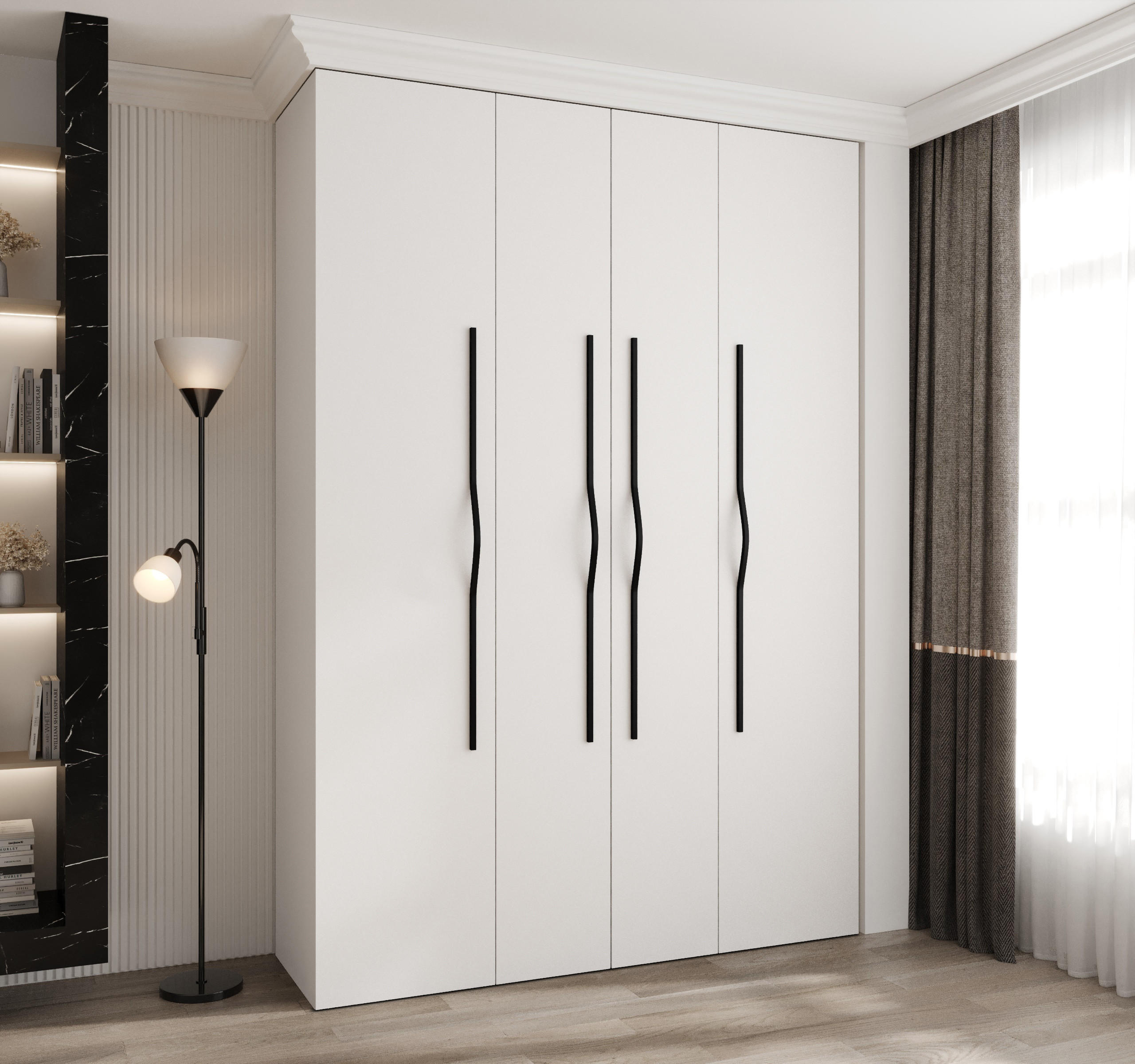 DREHTÜRENSCHRANK 245,5/170/50 4-türig - Schwarz/Weiß, Holz/Metall (170/245.5/50cm) - Abiks Möbel