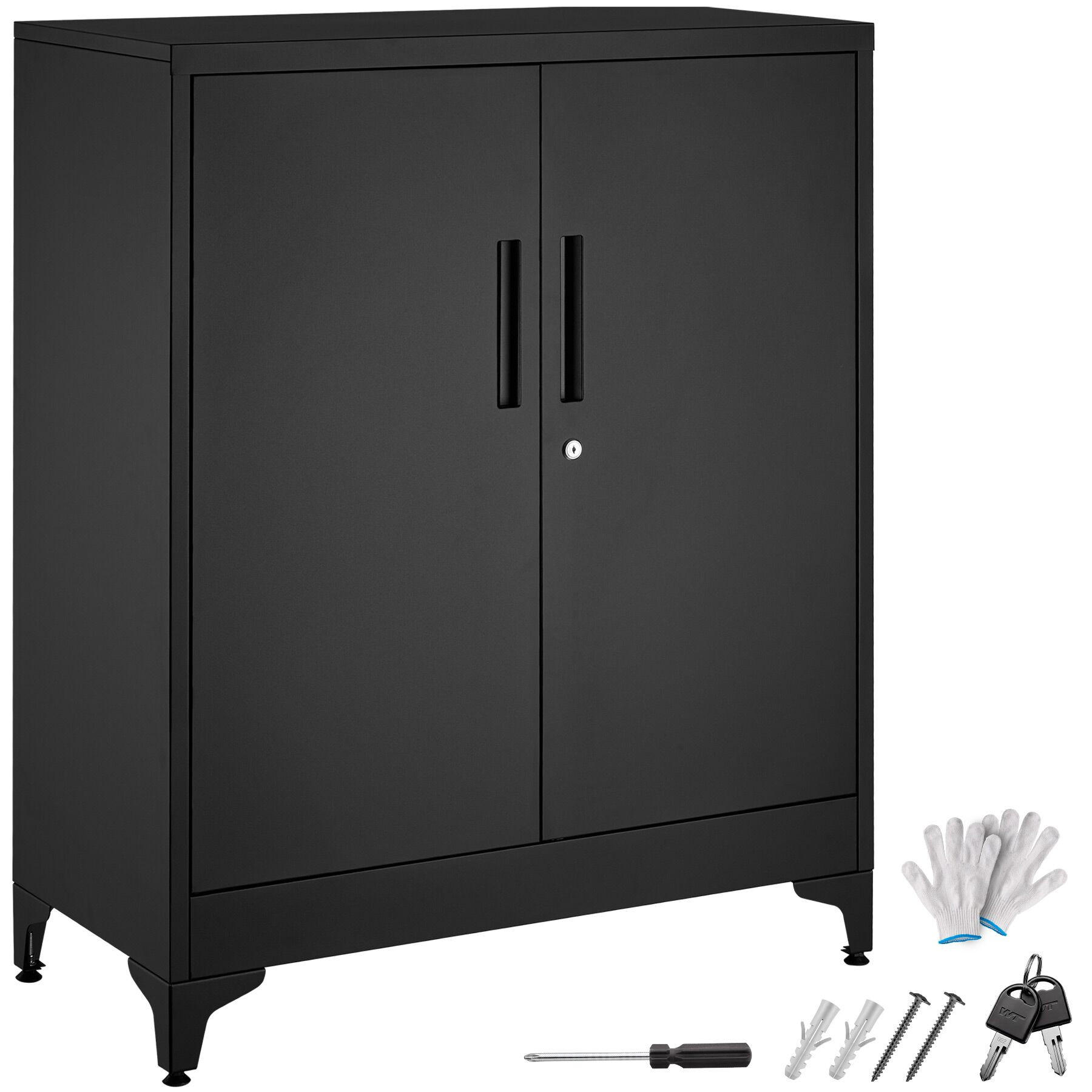 AKTENSCHRANK Blake, Kippschutz, höhenverstellbare Füße, schwarz - Schwarz, Metall (80/100/40cm) - tectake