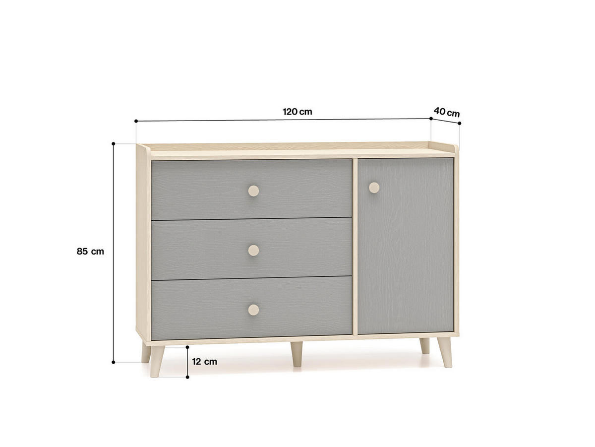 SIDEBOARD MEVEL Grau 120x40x85 cm - Grau, Holzwerkstoff (120/85/40cm) - FURNLUX