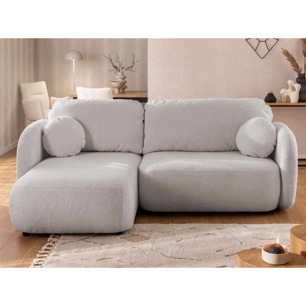 Thumbnail - S-Style Möbel Ecksofa, Hellgrau, Textil, Echtholz, Teilmassiv,Birke, Buche, 4-Sitzer, Füllung: Polyetherschaumkern,Silik...