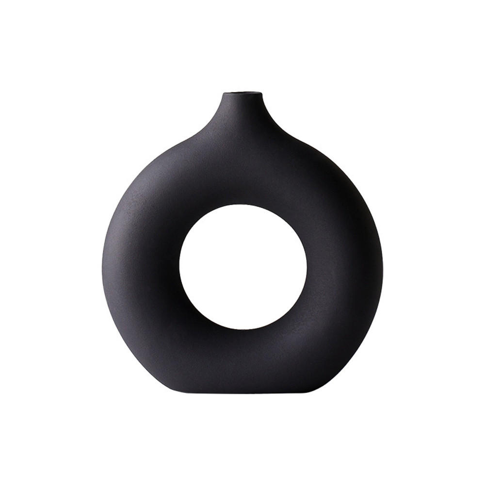 VASE 13 x 1.5 x 14 cm Keramik - Schwarz, Kunststoff (14cm) - LIBRATON